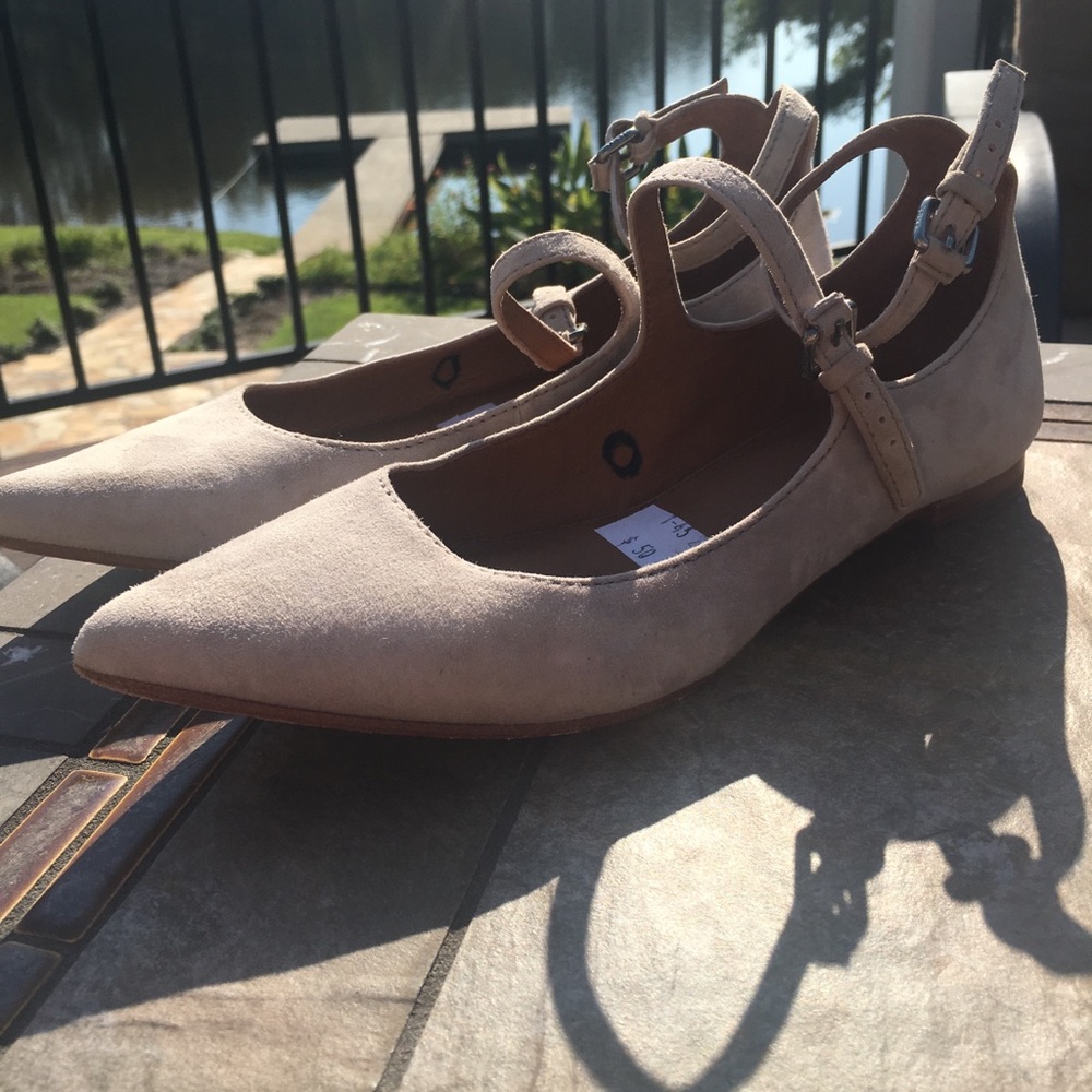 Frye Strapped Suede Flats.